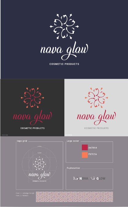 Nova Glow cosmetics — logo and brand identity