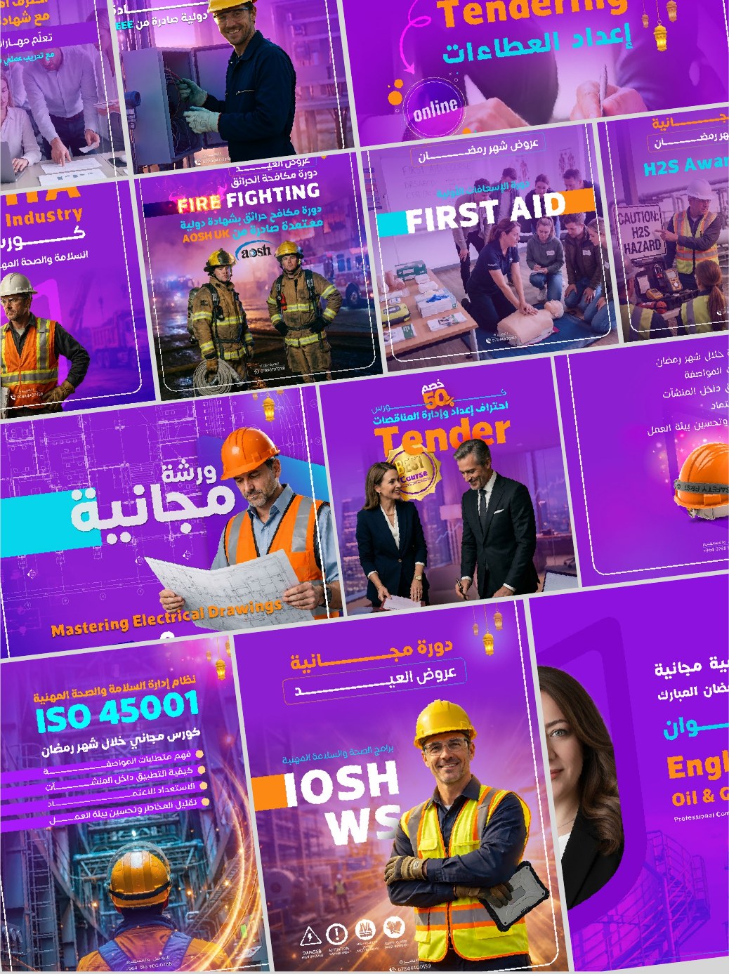 Social media designs for training courses and offers
